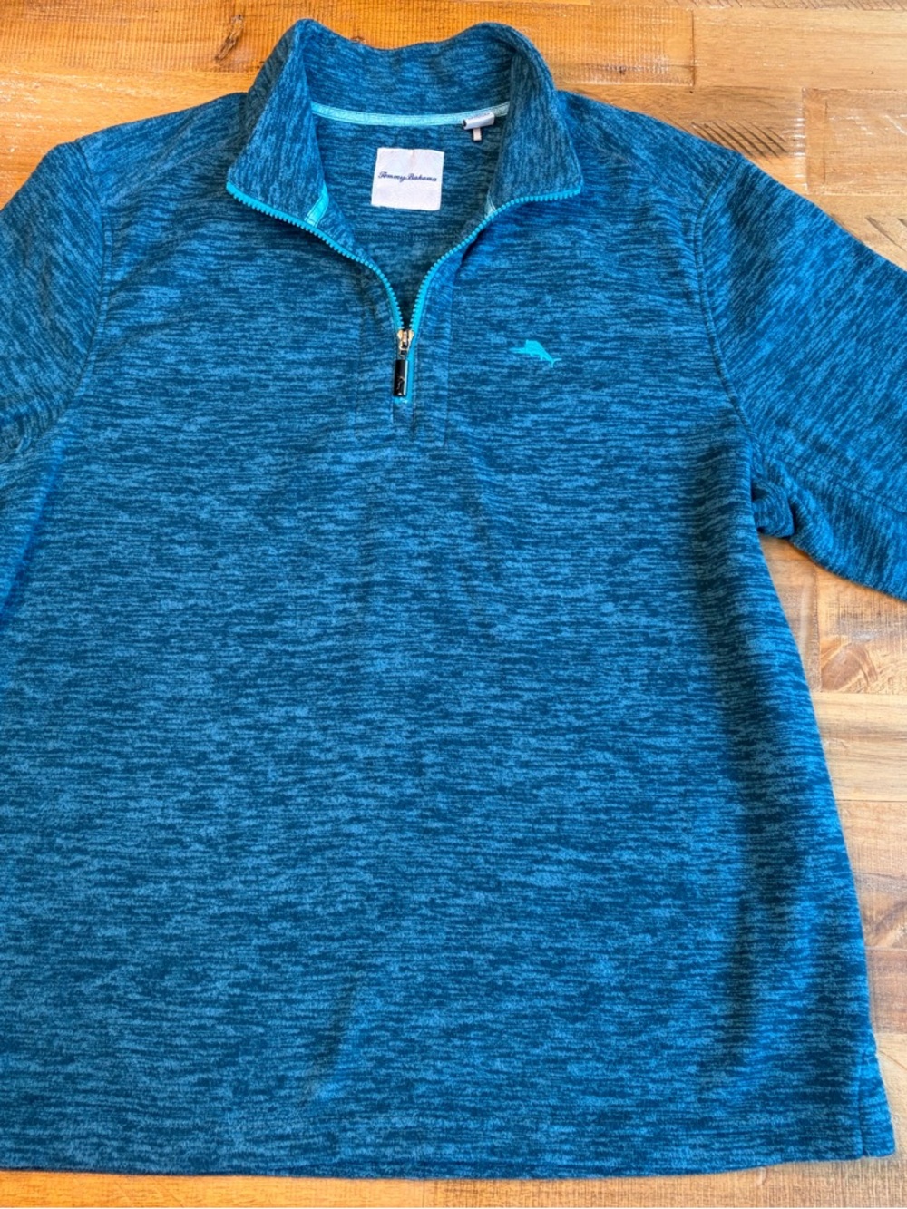Tommy Bahama Boys' Teal Heathered Quarter-Zip Pullover
